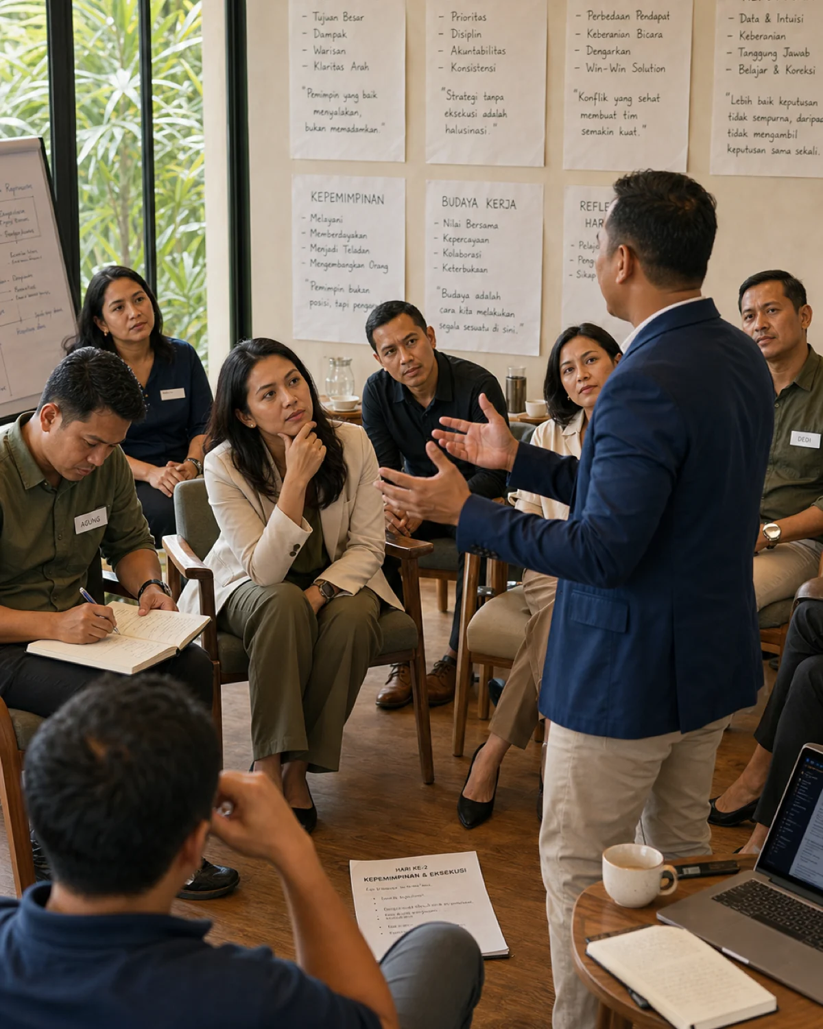 Diskusi tim pada hari kedua leadership workshop